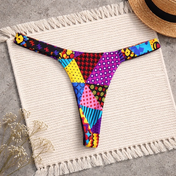 Colorful Patchwork Bikini Bottom - Picture 5 of 9